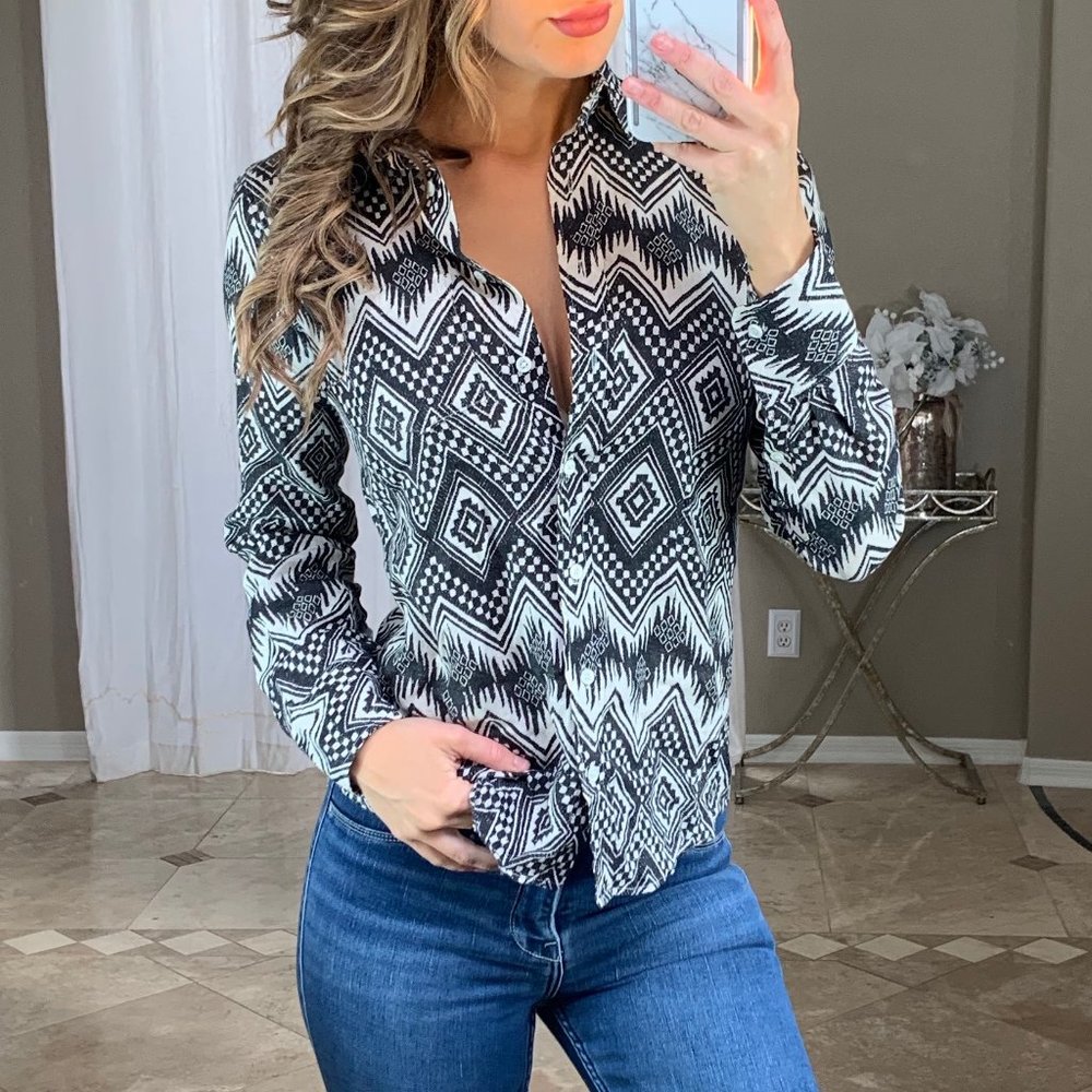 J. Crew 100% Linen Aztec Southwestern Boy Shirt 00